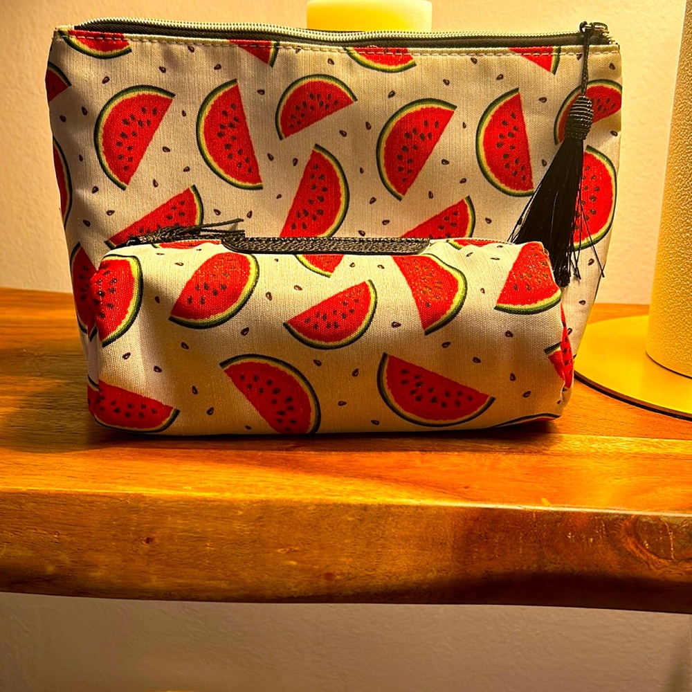 Cute watermelon cosmetic bags.